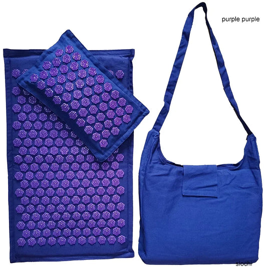 74x44cm Linen Coconut Palm Massage Yoga Mat, Acupressure Cushion, Lotus Spike Pillow with Bag