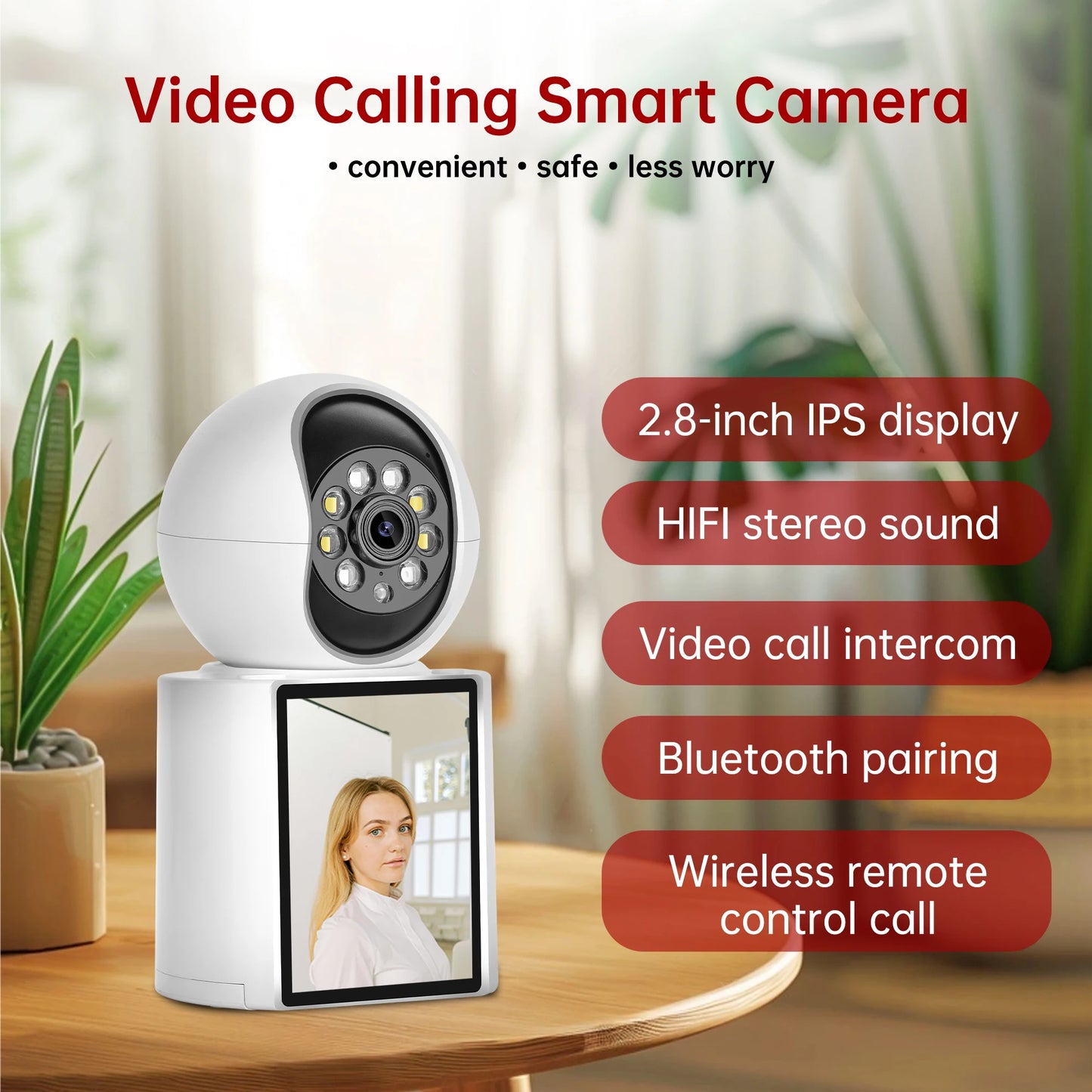 One-Key Call CCTV Camera Video Call Smart Wifi with 2.8 Inch IPS Screen 3MP Two-way Audio PTZ Surveillance Baby IP Camera Icsee